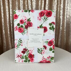 Cupcakes & Cashmere Valentine’s Day Tablecloth Red Roses & Pink Hearts, 60”x84"